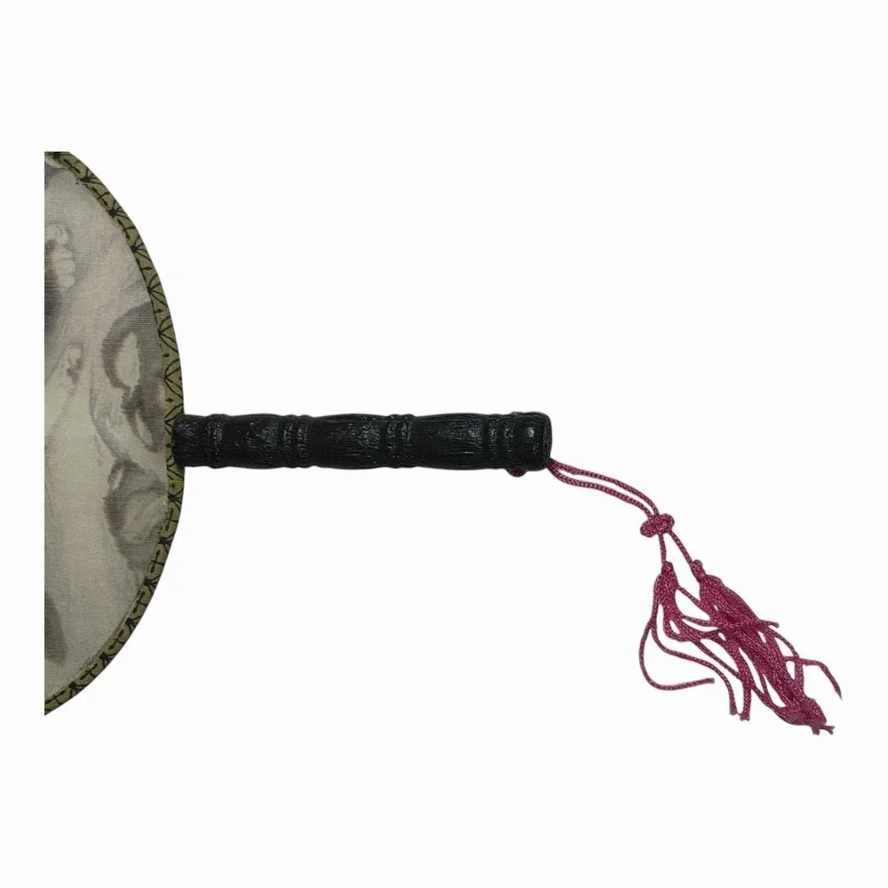 Double Sided Cat Decor Hand Held Painted Fan Chinese Han Ancient Round Fan